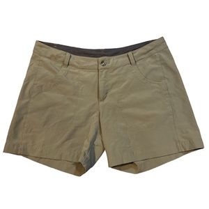 Patagonia Women’s Happy Hike Shorts - green/tan - size 10 with 5” inseam